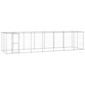 Outdoor Dog Kennel Galvanized Steel with Roof 182.3 ftÂ²