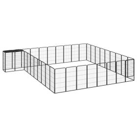 38-Panel Dog Playpen Black 19.7"x39.4" Powder-coated Steel