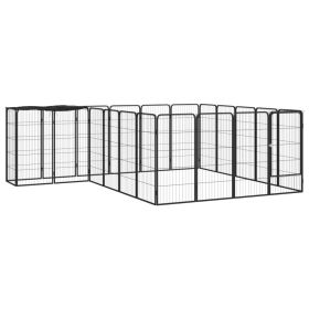 22-Panel Dog Playpen Black 19.7"x39.4" Powder-coated Steel