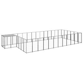 Dog Kennel Black 247.5 ftÂ² Steel