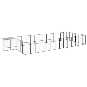 Dog Kennel Black 286.5 ftÂ² Steel