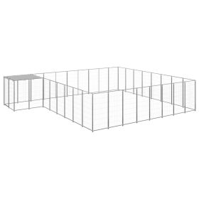 Dog Kennel Silver 221.4 ftÂ² Steel