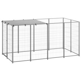 Dog Kennel Silver 26 ftÂ² Steel