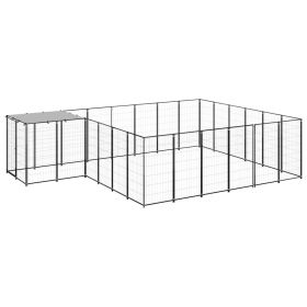 Dog Kennel Black 130.2 ftÂ² Steel