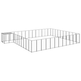 Dog Kennel Black 403.8ftÂ² Steel