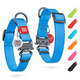 Waterproof Dog Collar Adjustable for Large Dogs Small and Medium Dogs Heavy Duty with Durable Metal Clasp Blue Color 9-14 inch Neck x 3/5 inch Wide