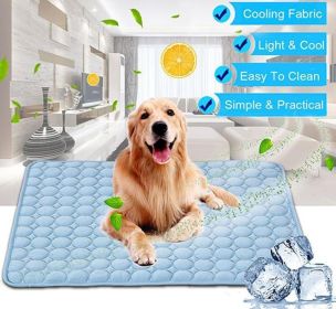 Pet Dog Cat Ice Silk Cold Nest Pad For Cooling In Summer (Option: Blue-50x40cm)