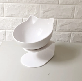 Cat Double Bowl Cat Food Bowl Protects Cervical Vertebra (Option: Single White 2)