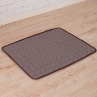 Pet Dog Cat Ice Silk Cold Nest Pad For Cooling In Summer (Option: Brown-70x56cm)