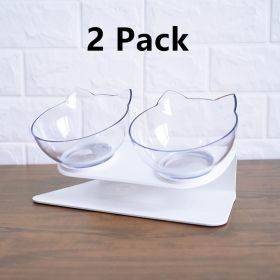 Cat Double Bowl Cat Food Bowl Protects Cervical Vertebra (Option: 2 Pack Double white)