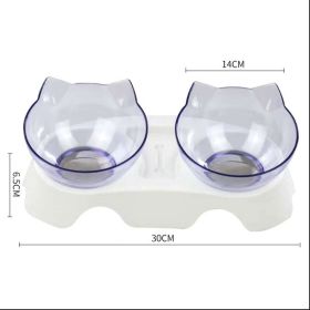 Cat Double Bowl Cat Food Bowl Protects Cervical Vertebra (Option: Two clear white)