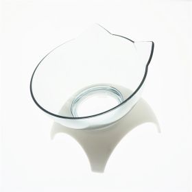 Cat Double Bowl Cat Food Bowl Protects Cervical Vertebra (Option: Single clear white)