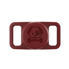 Silicone Protective Sleeve For Airtags Pet Dog Cat Positioning Tracker Collar Cover Anti-lost Protective Case (Color: Wine Red)