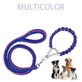 Eight-strand nylon braided dog collar leash dog chain impact blasting chain pet leash (Specification (L * W): XL, colour: purple)