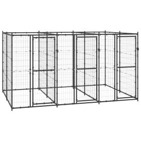 Outdoor Dog Kennel Steel 78.1 ftÂ² (Color: Black)