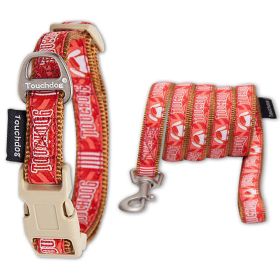 Touchdog 'Funny Bun' Tough Stitched Embroidered Collar and Leash (Color: Red, size: medium)