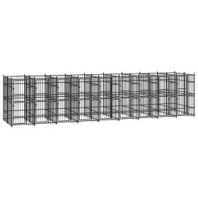 Outdoor Dog Kennel Steel 178.6 ftÂ² (Color: Black)