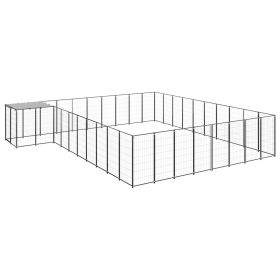 Dog Kennel Black 273.5 ftÂ² Steel (Color: Black)